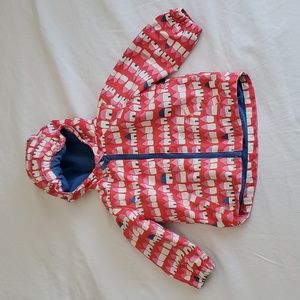 Boden Red Pink House Hooded Coat Size baby 12-18 months